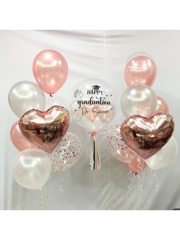HELIUM BALLOON SET - ROSE GOLD & WHITE CHROME COLOUR 