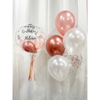 HELIUM BALLOON SET - ROSE GOLD & WHITE CHROME COLOUR 