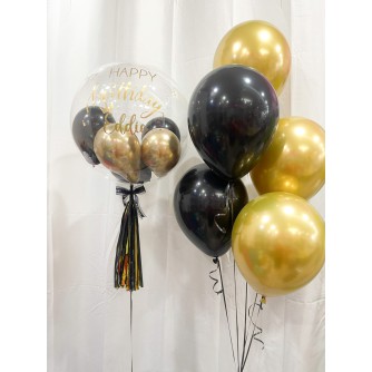 HELIUM BALLOON SET - BLACK & GOLD CHROME COLOUR 