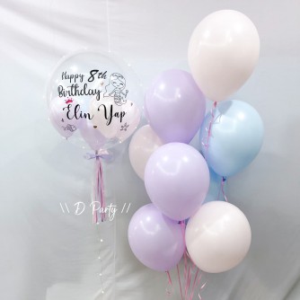 HELIUM BALLOON SET - BLUE,PURPLE & LIGHT PINK COLOUR 